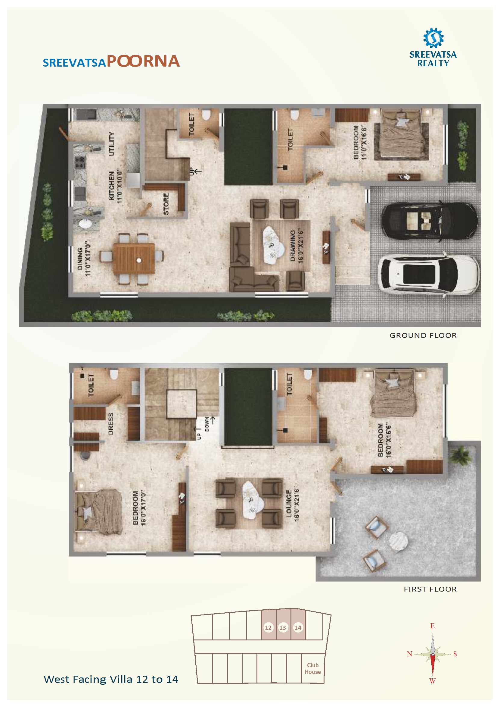 West Facing Villa 12 to 14